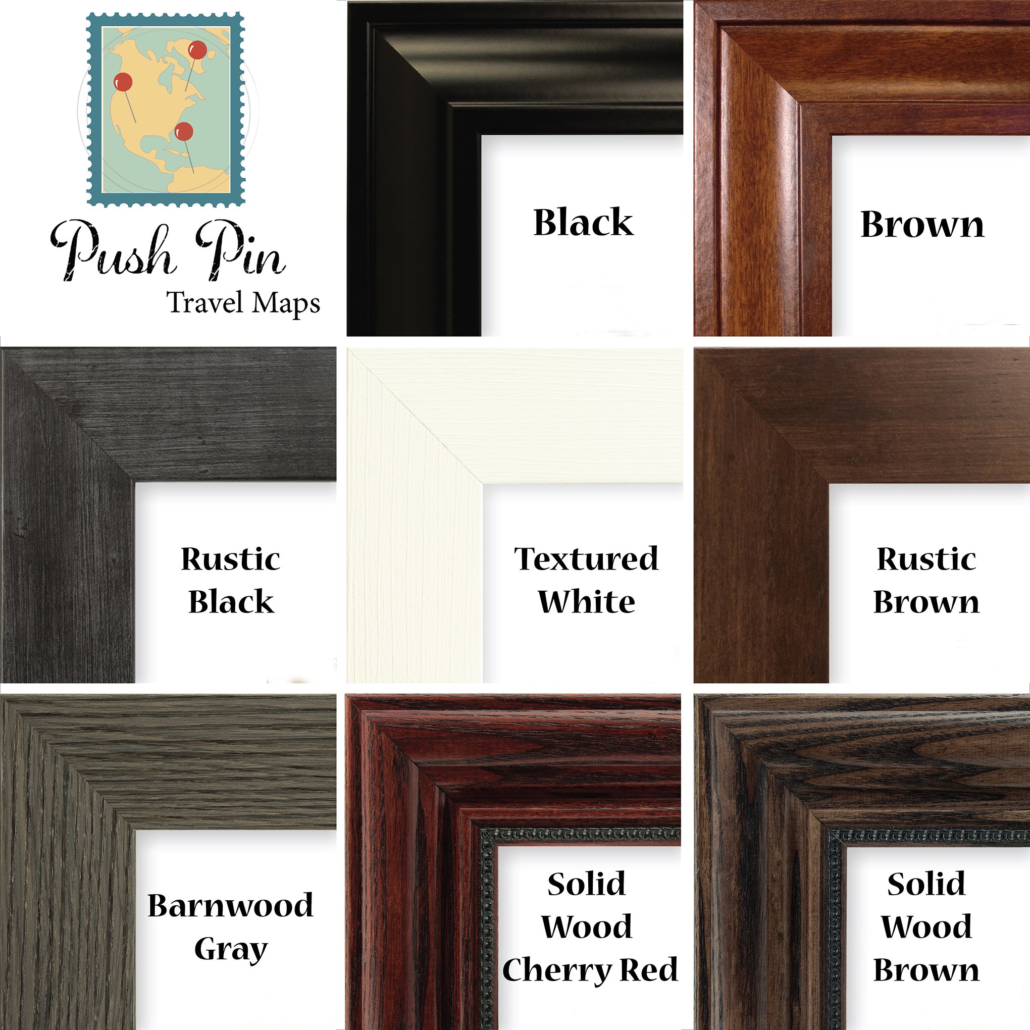 Personalized Stormy Dreams World Push Pin Travel Map - Canvas Print with Solid Wood Brown Frame - Perfect for Home Decor, Travel Enthusiasts & Gift Ideas
