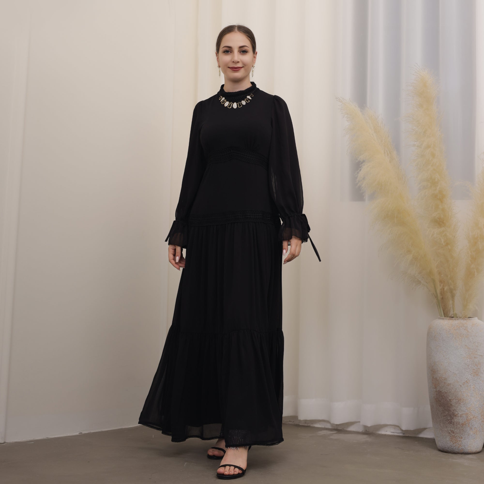 Dalila Maxi Dress for Women - Elegant Black Long Dress for Summer, Beach, Party & Evening Wear