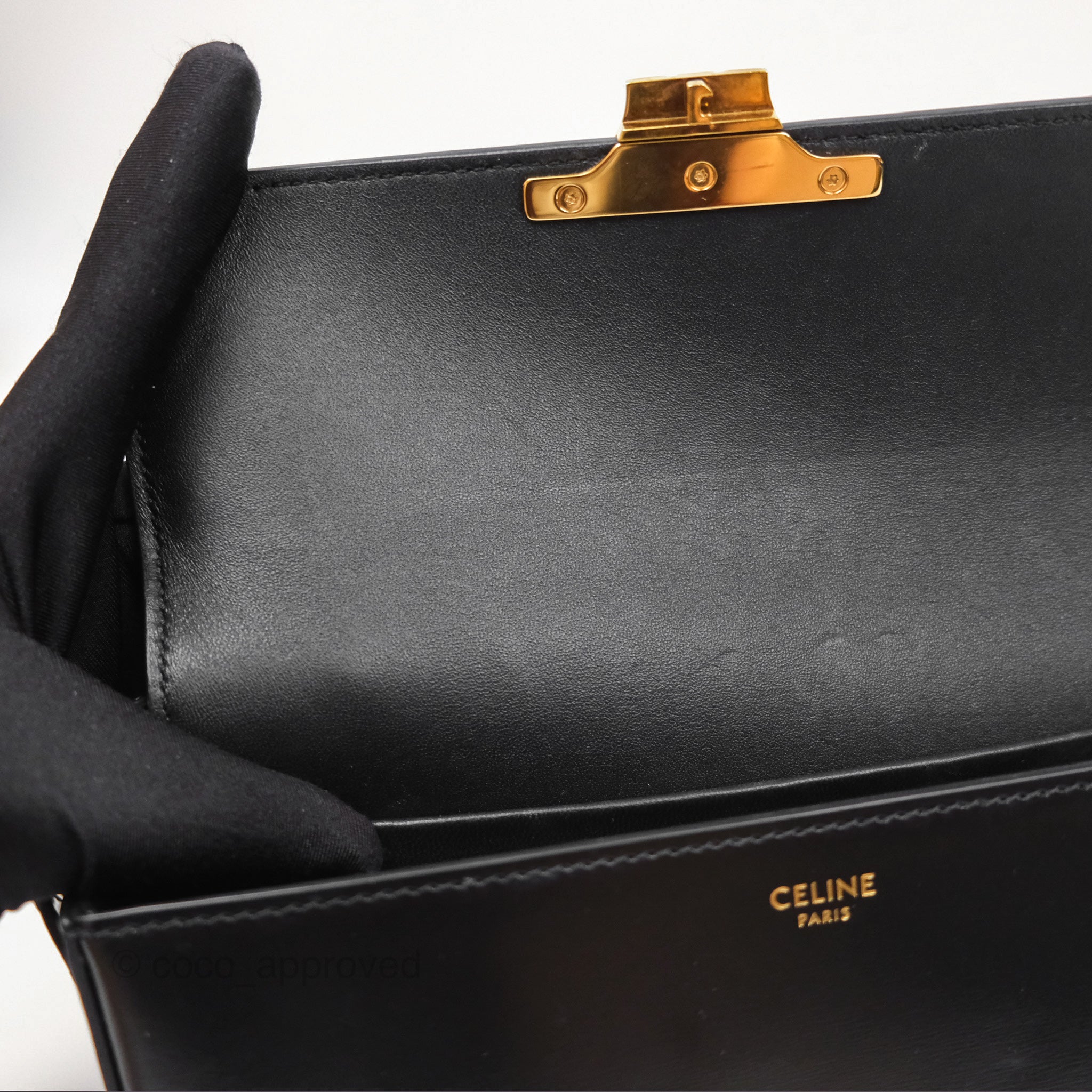 Celine Triomphe Shoulder Bag - Genuine Black Calfskin Leather Crossbody Purse for Women | Perfect for Work, Travel & Evening Events