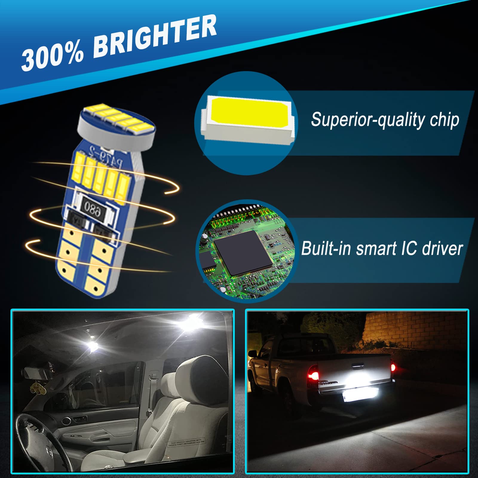 2005-2021 Toyota Tacoma LED Interior Light Kit - 12pcs Super Bright Bulbs for Dome, Map, Vanity Mirror & License Plate Lights with Installation Tool | Upgrade Cabin Lighting for Night Driving & Car Detailing