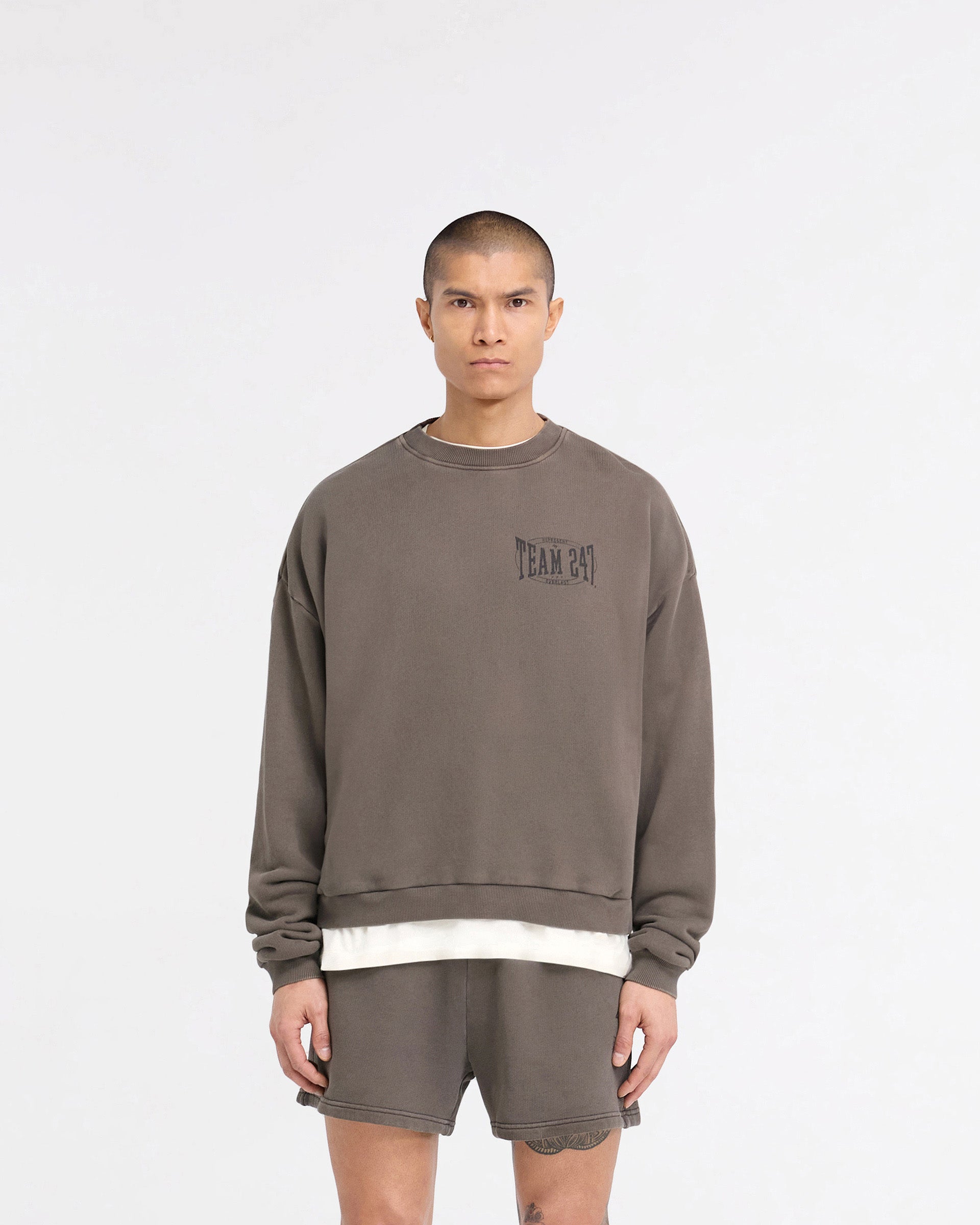 Everlast Training Camp Boxy Sweater - Washed Brown | 247 X | Comfortable & Stylish Workout Hoodie for Gym, Running & Casual Wear