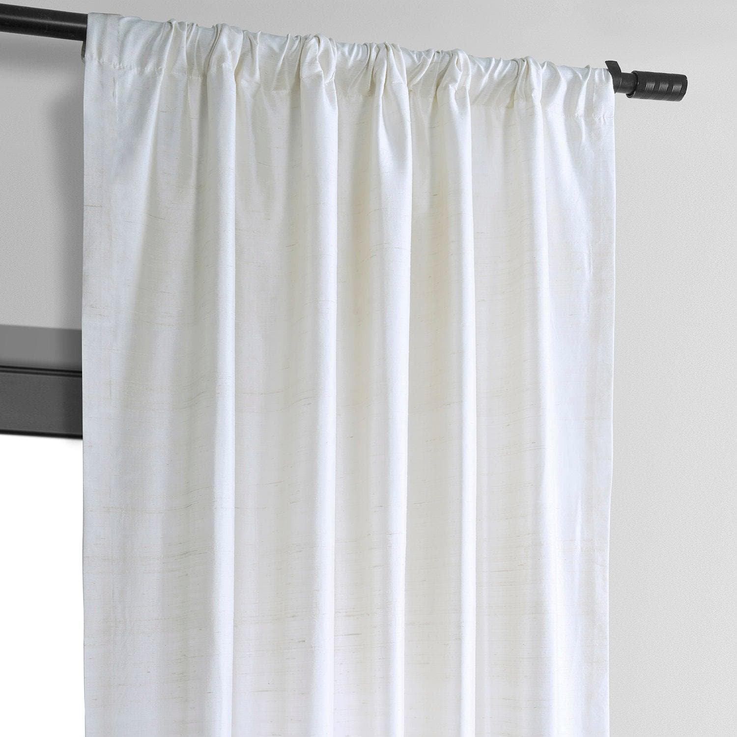 Lily White Textured Dupioni Silk Blackout Curtains for Bedroom & Living Room - Elegant Light Blocking Window Drapes for Home Decor