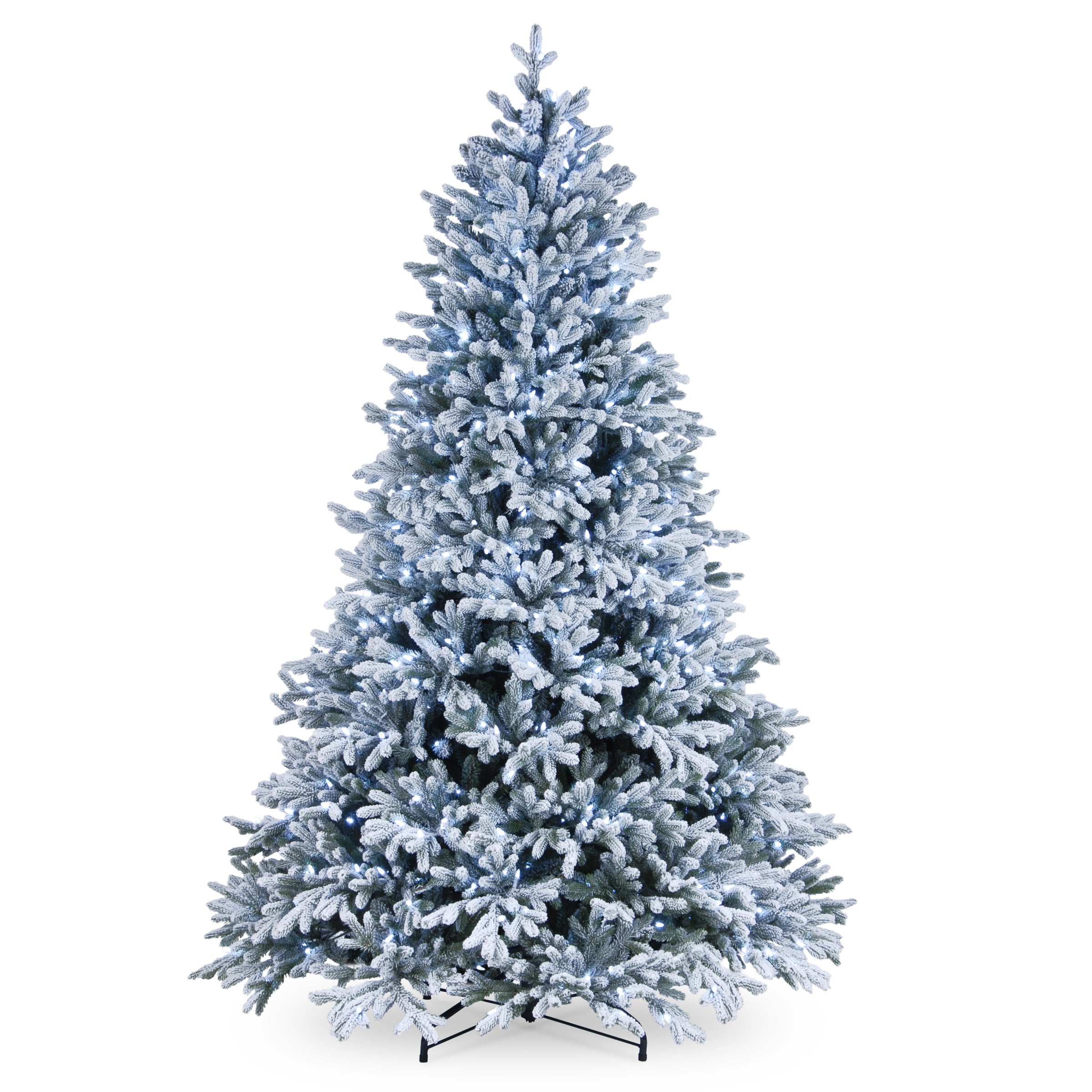 7.5 ft Pre-Lit Snowy Hamilton Spruce Christmas Tree with 500 Warm White LED Lights - Perfect for Living Room, Office & Holiday Decorations