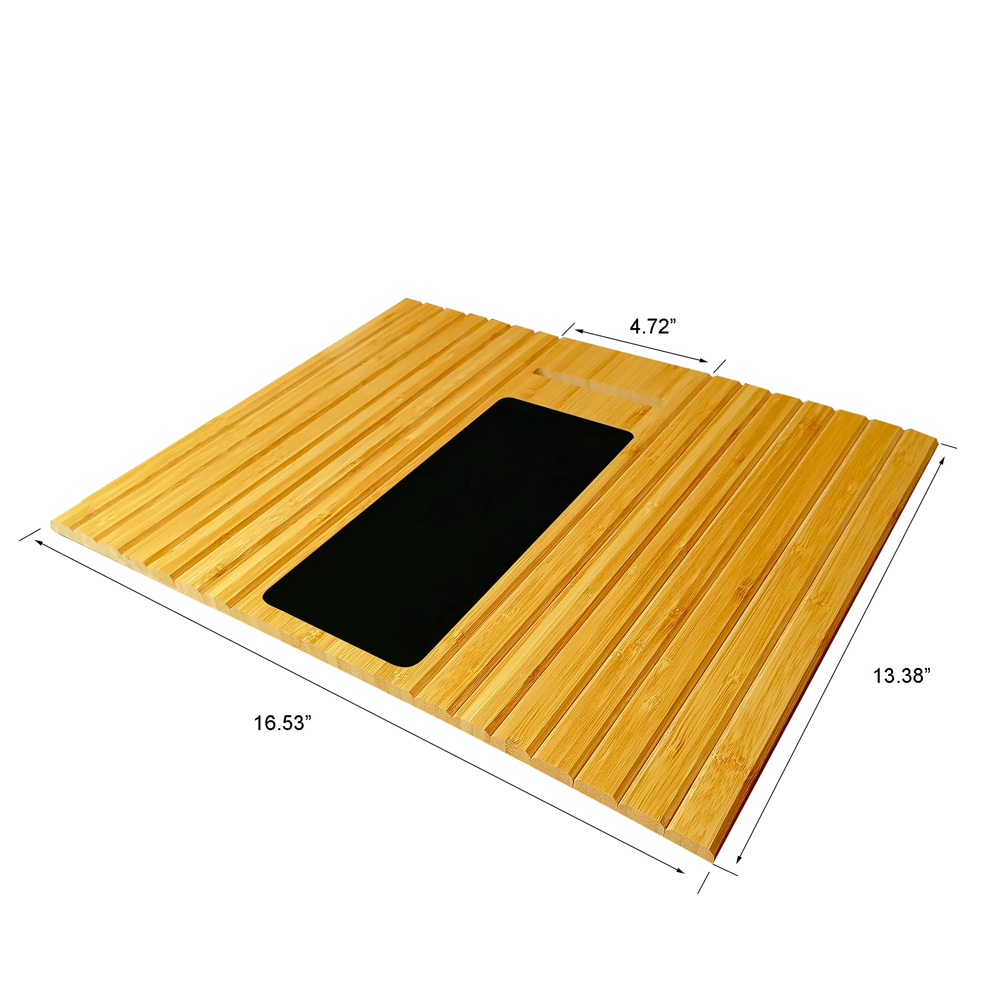 BAMJIUHAO Bamboo Wood Sofa Arm Tray - Flexible Couch Armrest Table for Drinks, Snacks, Remote & Phone - Natural Color - Perfect for Living Room, Bedroom & Home Theater Relaxation