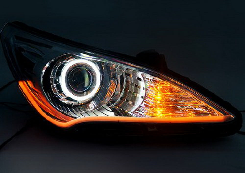 Bright White/Amber Switchback LED Strip Lights for Car Headlight Upgrade - DRL Turn Signal Lights for Enhanced Visibility & Style (Daytime Running Lights, Custom Headlight Mods)