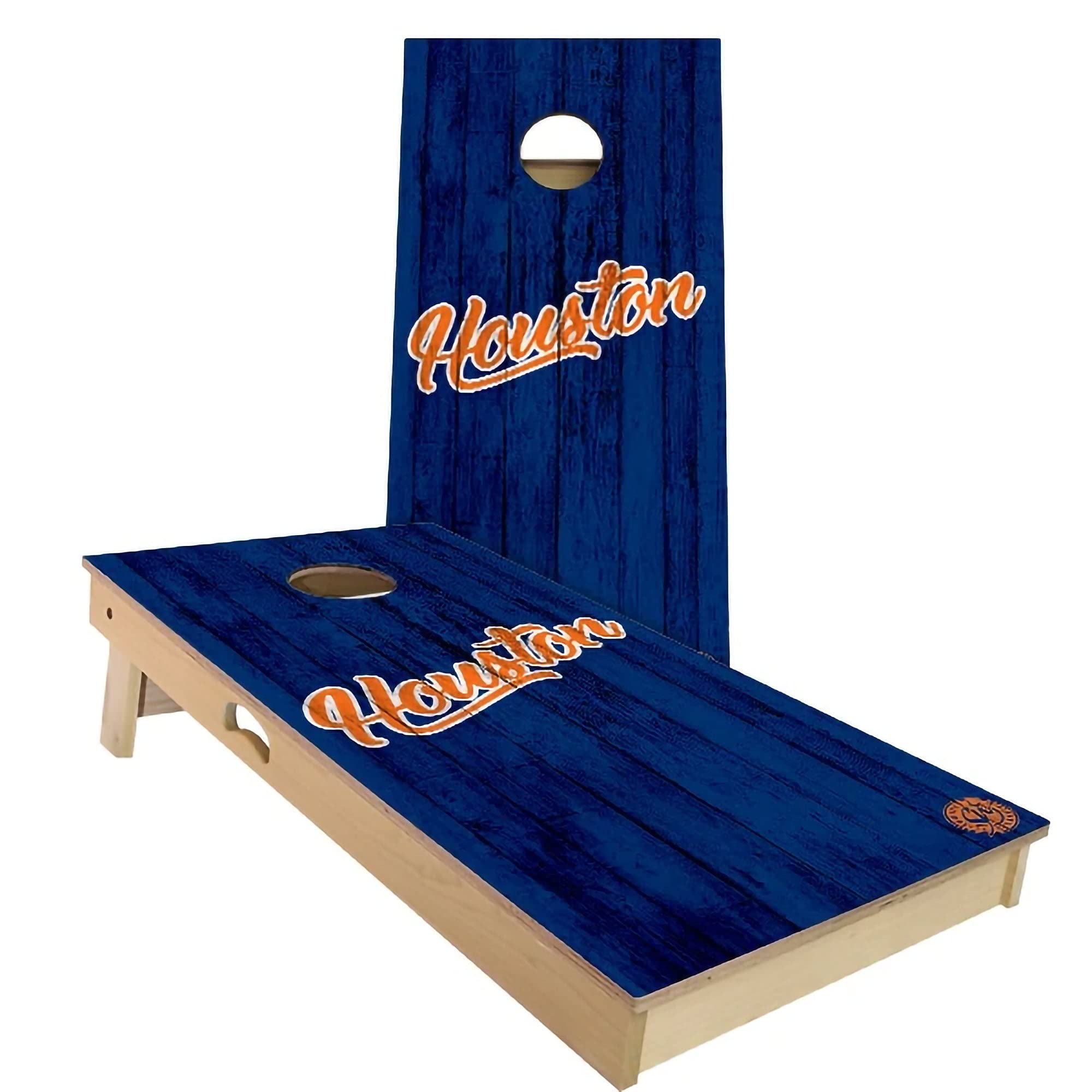 Houston Vintage City Themed Cornhole Game Set - Premium Wooden Boards & 8 Bean Bags - Outdoor Lawn Games for Backyard, Tailgating & Parties - Multiple Sizes & Accessories Included