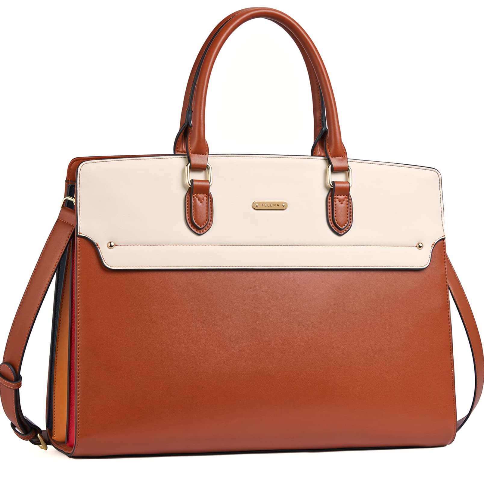 Telena 15.6 Inch Leather Laptop Tote Bag for Women - Large Capacity Shoulder Bag, Professional Work Briefcase & Business Handbag - Perfect for Office, Commuting, and Travel
