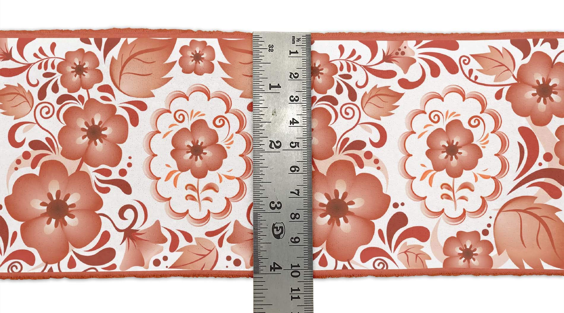 White Leaves & Floral Printed Dupion Fabric Ribbon Trim - 9 Yards, 4 Inches Wide for DIY Crafts, Sewing, Dressmaking & Home Decor Projects | IBA IndianBeautifulArt