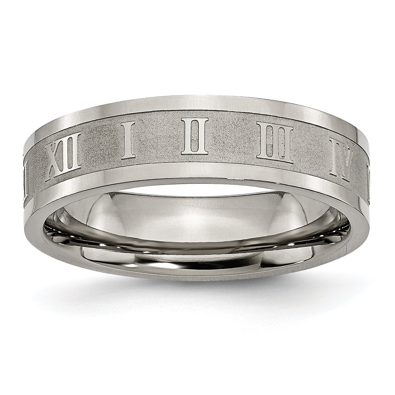 6mm Titanium Roman Numerals Wedding Band Ring for Women - Satin Flat Finish, Hypoallergenic & Durable - Perfect for Engagements, Anniversaries & Everyday Wear