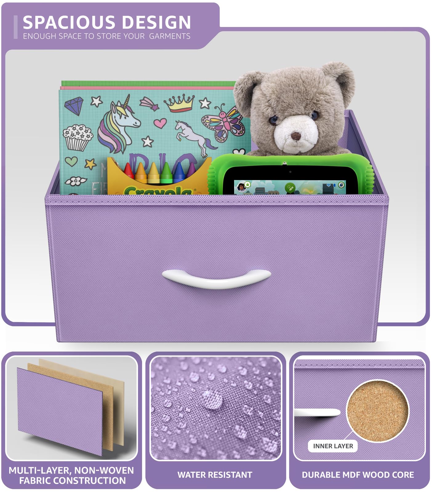 Sorbus 8-Drawer Kids Dresser with Steel Frame & Wood Top - Pastel Tie-Dye Fabric Bins Storage Organizer for Bedroom, Closet & Nursery - Perfect for Toys, Clothes & Baby Essentials Organization