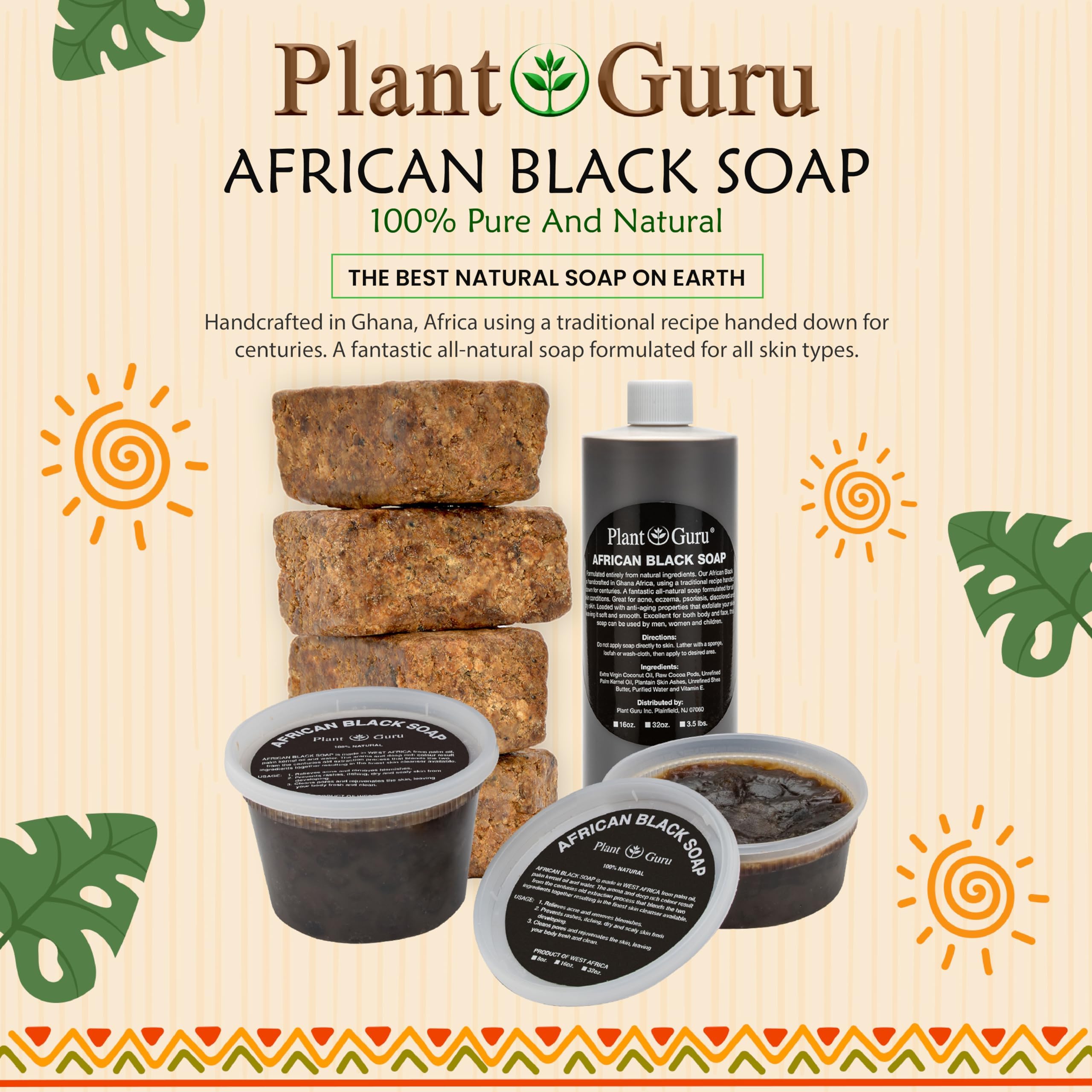 Raw African Black Soap Bar 8 oz - 100% Pure Natural Organic from Ghana for Acne, Eczema & Psoriasis Treatment | Helps with Dry Skin, Scars & Dark Spots | Gentle Face & Body Wash for Pimples & Blackheads | Perfect for Daily Skincare & Sensitive Skin Care Routine