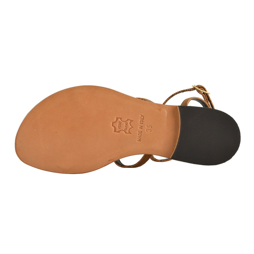 Capri Women's Stone Decorated Flat Sandals - Comfortable Summer Beach Shoes US Size 7 (IT 37) - Perfect for Vacation, Walking & Casual Outings