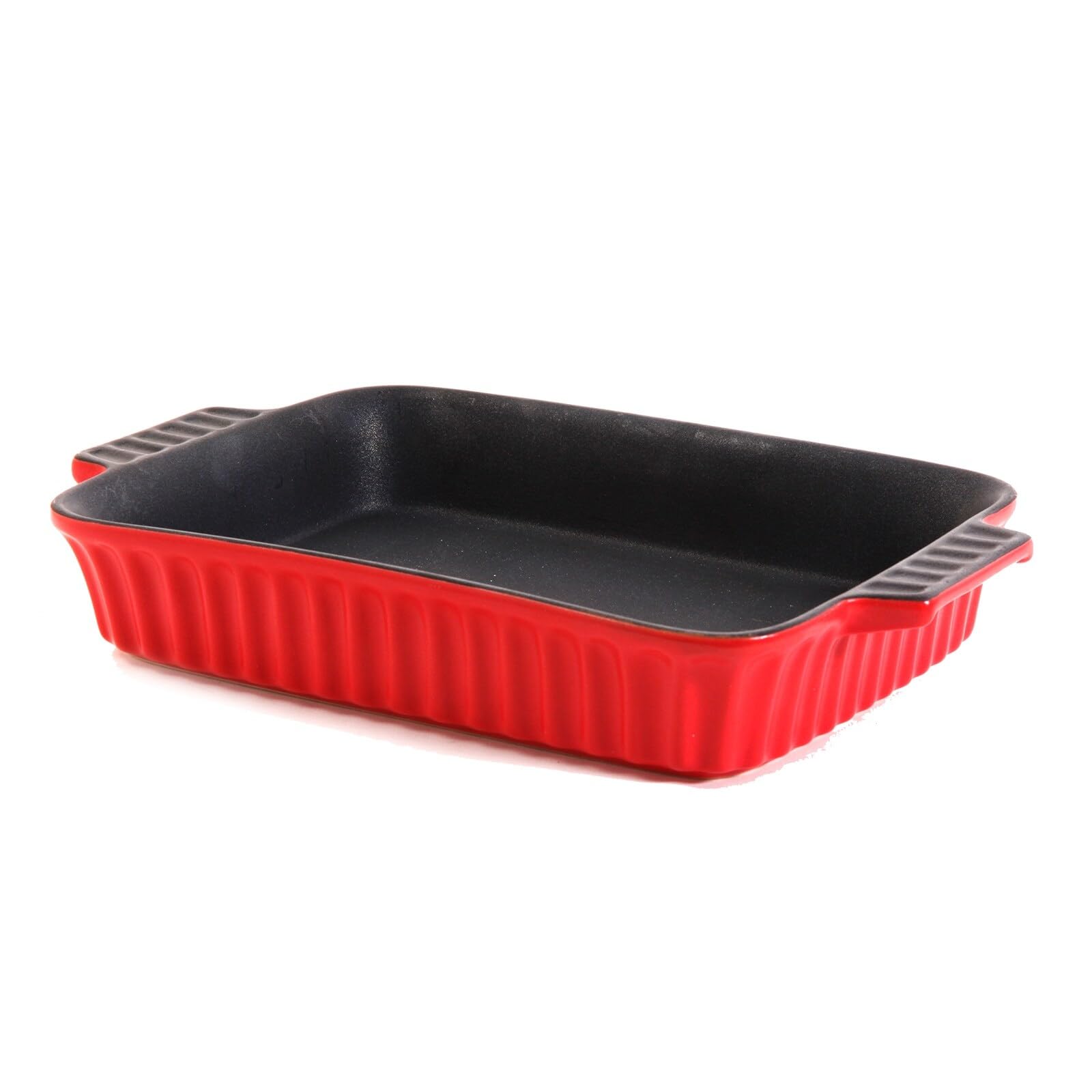 Red Crock Pot Denhoff 10-Inch Ribbed Rectangular Casserole Dish - Perfect for Baking, Serving & Entertaining
