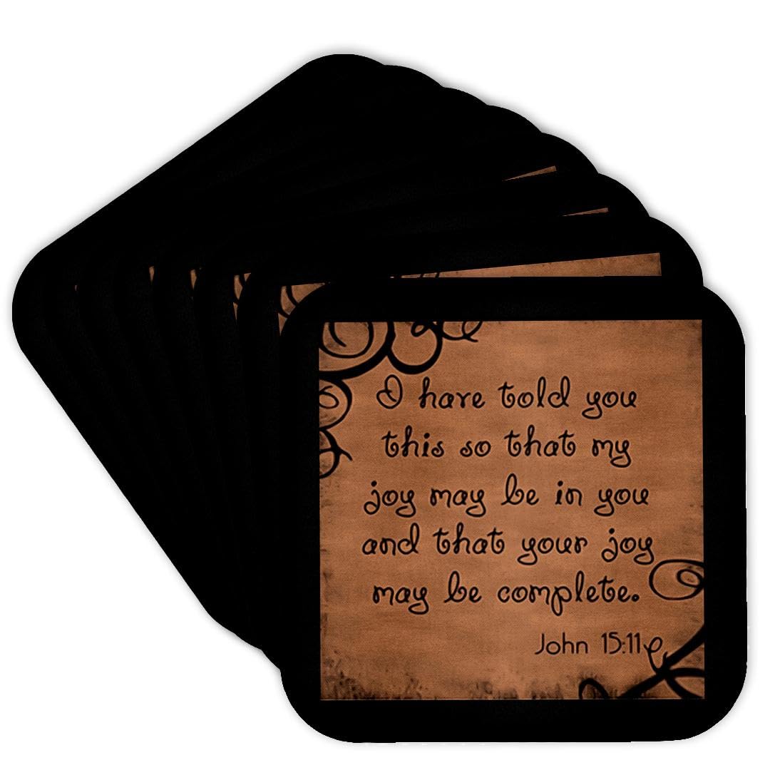 Bible Verse John 15-11 Christian Coasters Set of 8 for Home & Church