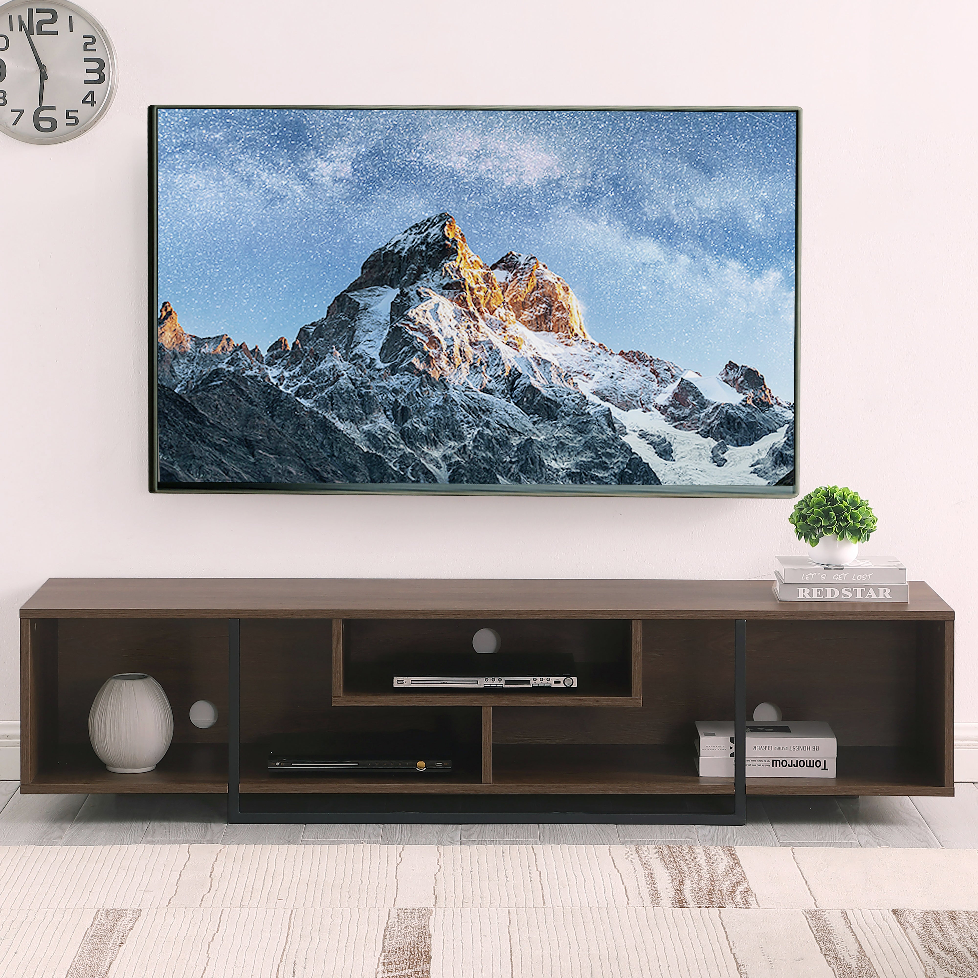 Tauris™ Vader 1800 Dark Oak Open Style Entertainment Unit TV Cabinet - Modern Media Console for Living Room Home Theater Setup