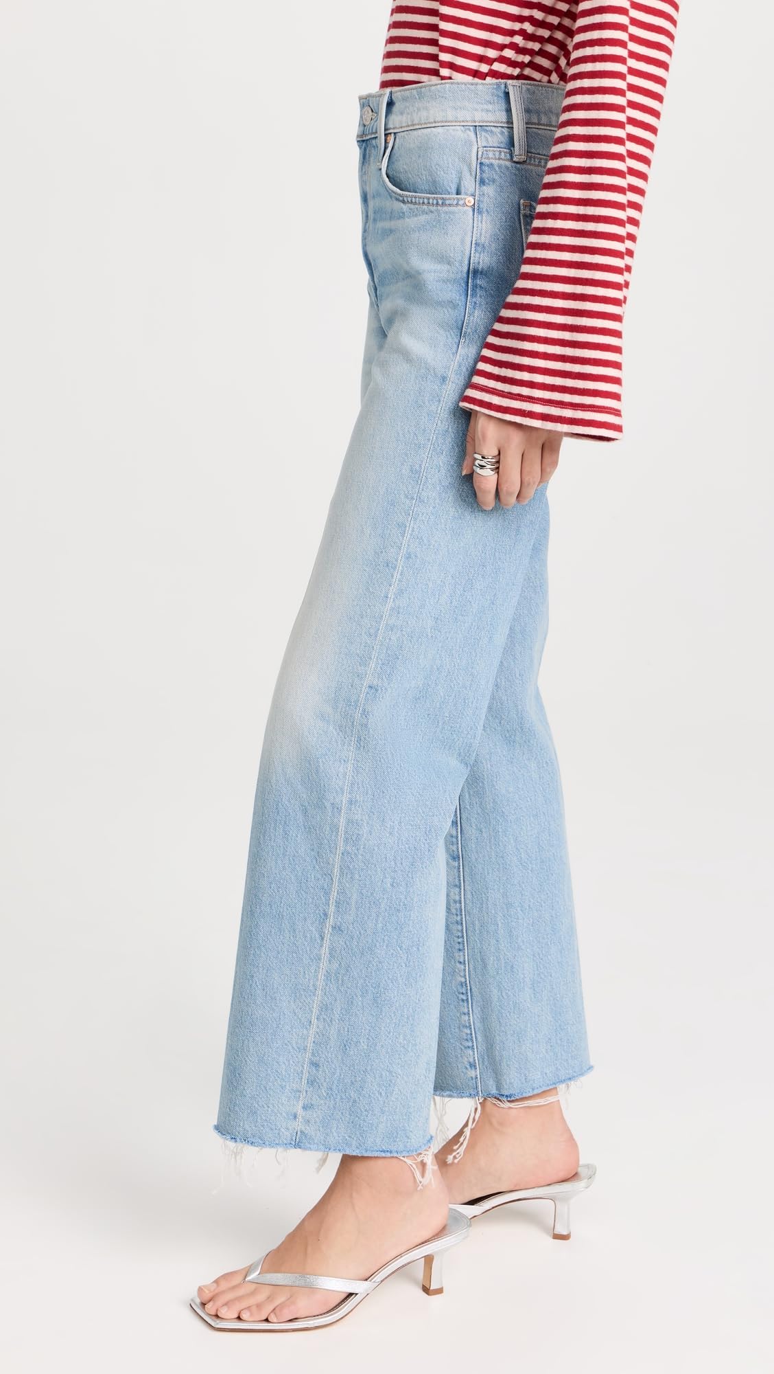 MOTHER Women's The Rambler Zip Fray Jeans - High Waist Distressed Denim Pants for Casual Outfits & Street Style Fashion