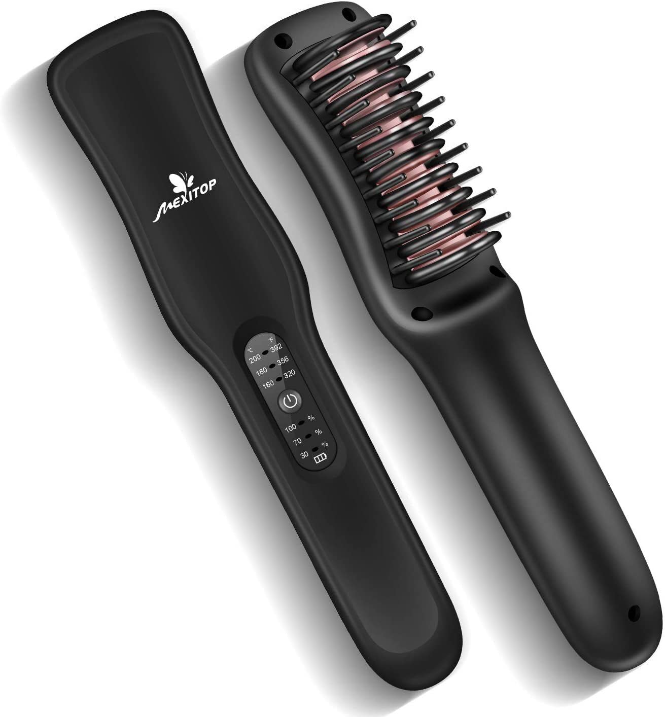 FERNIDA Cordless Hair Straightener Brush - Rechargeable 5000mAh Battery & 3 Temperature Settings for Women & Men, Portable Mini Straightening Comb (Black) - Perfect for Travel, Home Use & Salon Styling