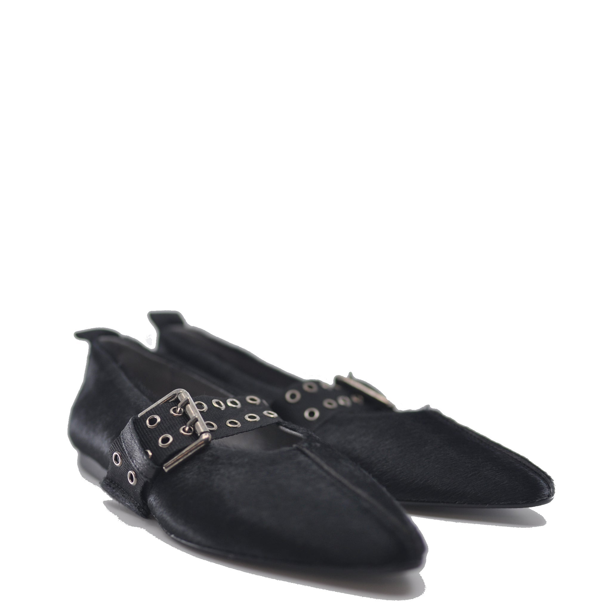 Blublonc Women's Pointed Toe Flat Shoes with Pony Hair Buckle - Elegant & Comfortable for Work, Office, and Casual Wear