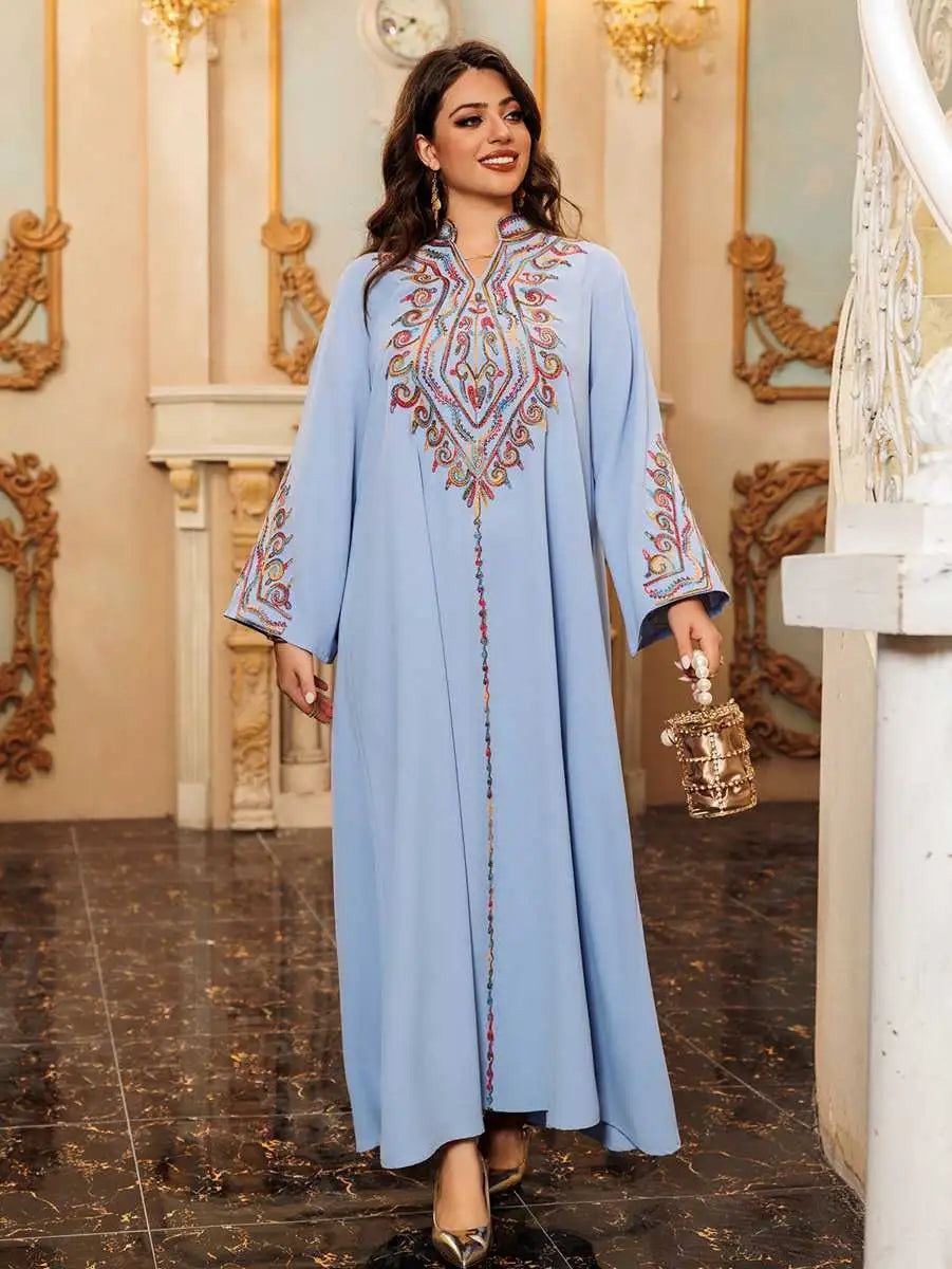 Elegant Eid Embroidery Kaftan Dress for Women - Floral Design #24421 | Perfect for Eid Celebrations, Wedding Guest Outfits & Special Occasions
