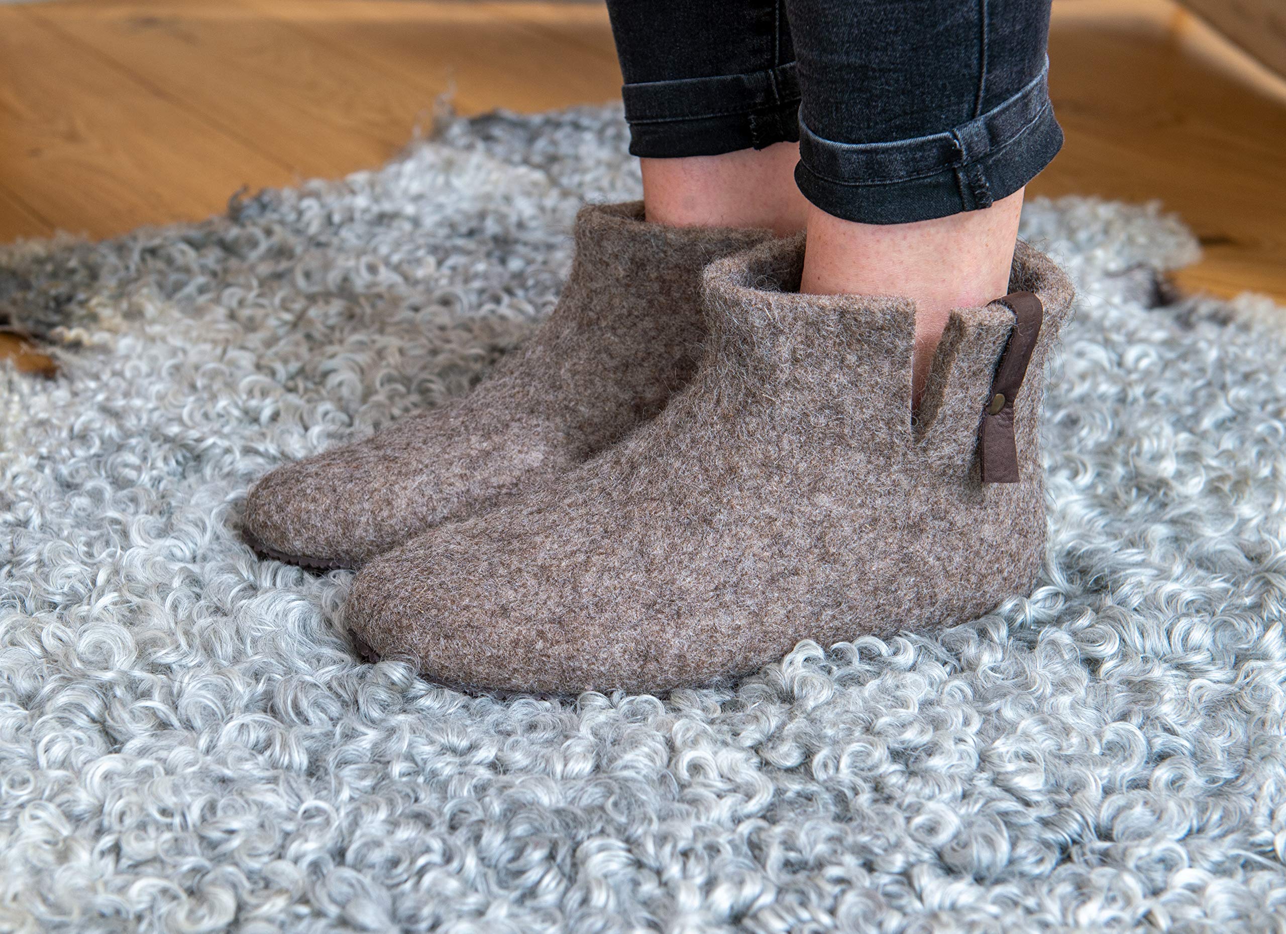 Classic Felted Wool Ankle Boots Slippers for Men - Cozy Winter Indoor/Outdoor House Shoes - Perfect Father's Day Gift for Dad