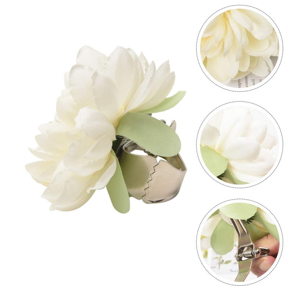 VOSAREA 1pc White Lace Curtain Tie Back Holder - Elegant Window Treatment Decor for Drapes & Sheer Curtains - Stylish Buckle Design with Floral Accents - Perfect for Living Room, Bedroom & Home Decor