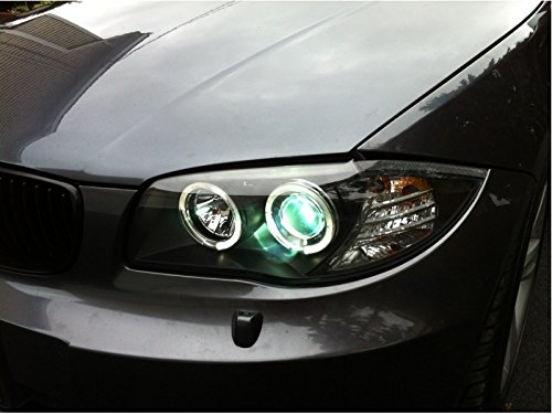 BMW 1-Series LED Halo Headlights (2008-2011) - Black/Clear Lens - High Performance DRL Angel Eyes for Night Driving & Custom Car Styling