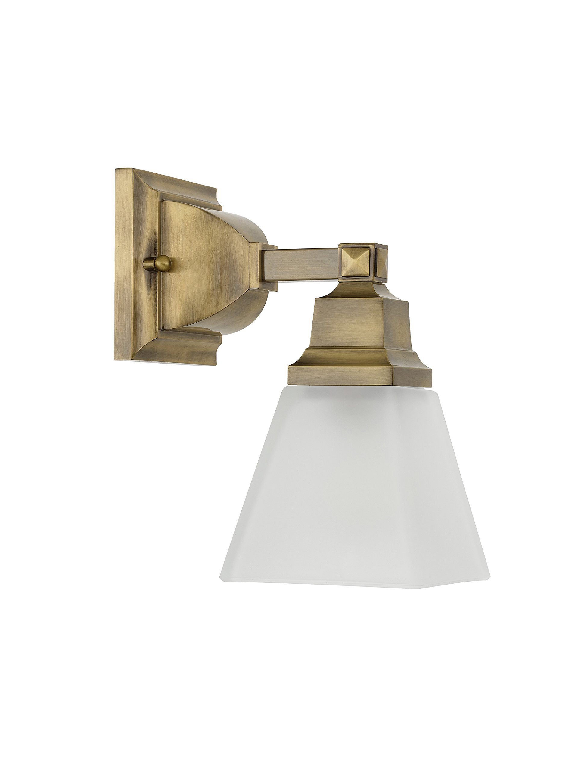 Livex Lighting 1031-01 Mission Style 1-Light Bathroom Vanity Light Fixture in Antique Brass - Perfect for Bathroom, Powder Room, and Dressing Area Lighting