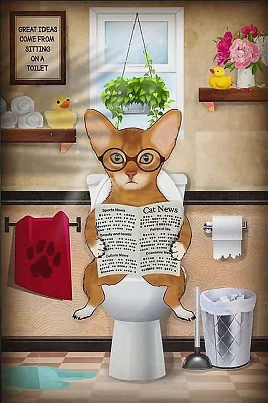 300-Piece Abyssinian Cat Reading Newspaper Jigsaw Puzzle - Educational Toy for Adults & Kids - Perfect for Family Game Night & Cognitive Development