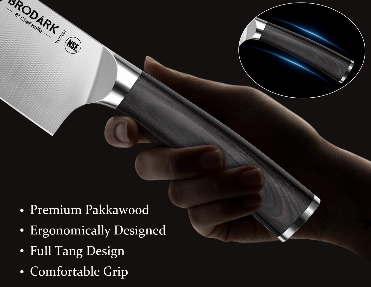15-Piece Ultra Sharp Kitchen Knife Set with Wooden Block - High Carbon Stainless Steel Chef Knives, Full Tang Design & Included Sharpener - Perfect for Home Cooking, Professional Chefs & Gift Giving