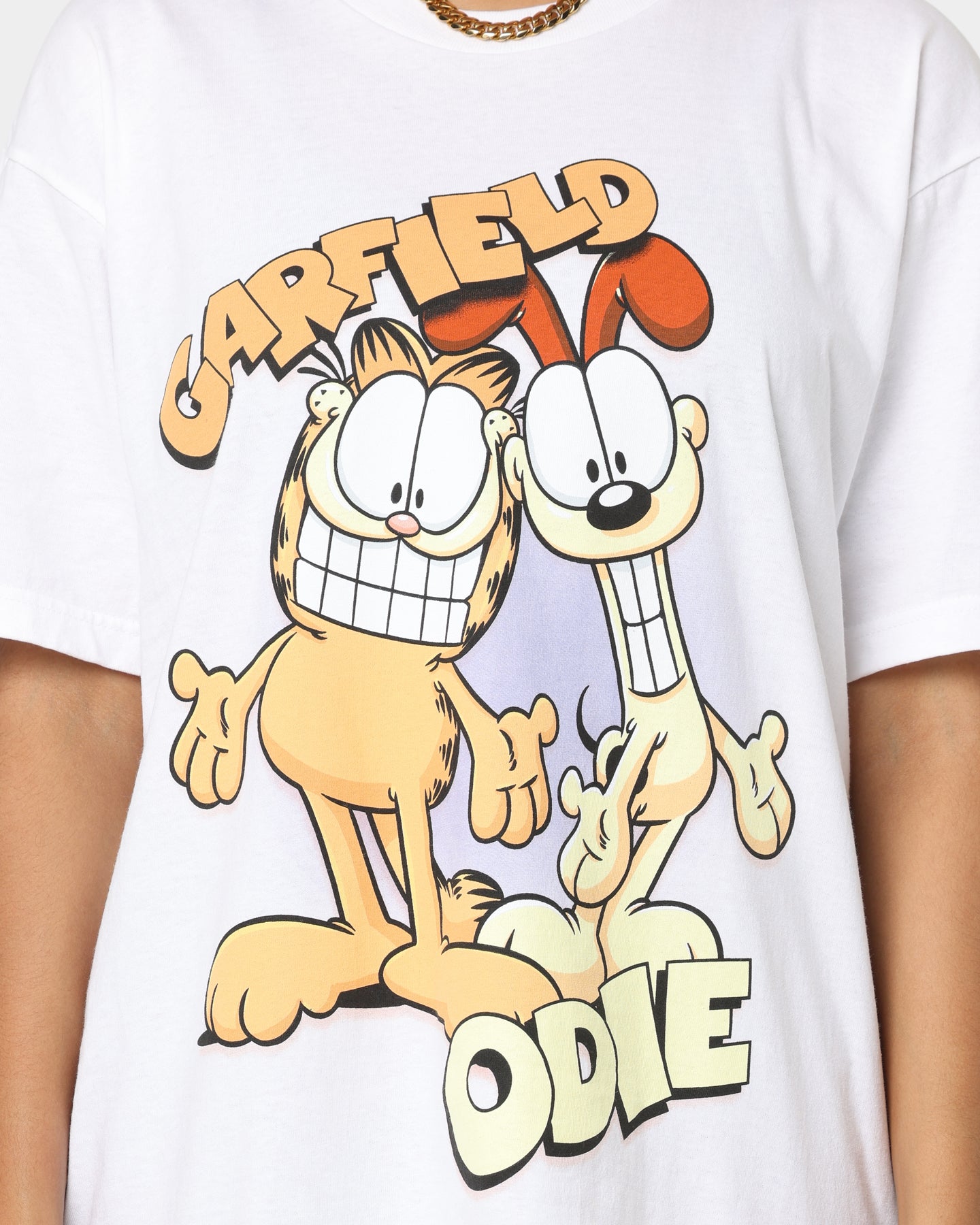 American Thrift X Garfield Best Friends T-Shirt - White Cotton Graphic Tee for Casual Wear & Pop Culture Fans