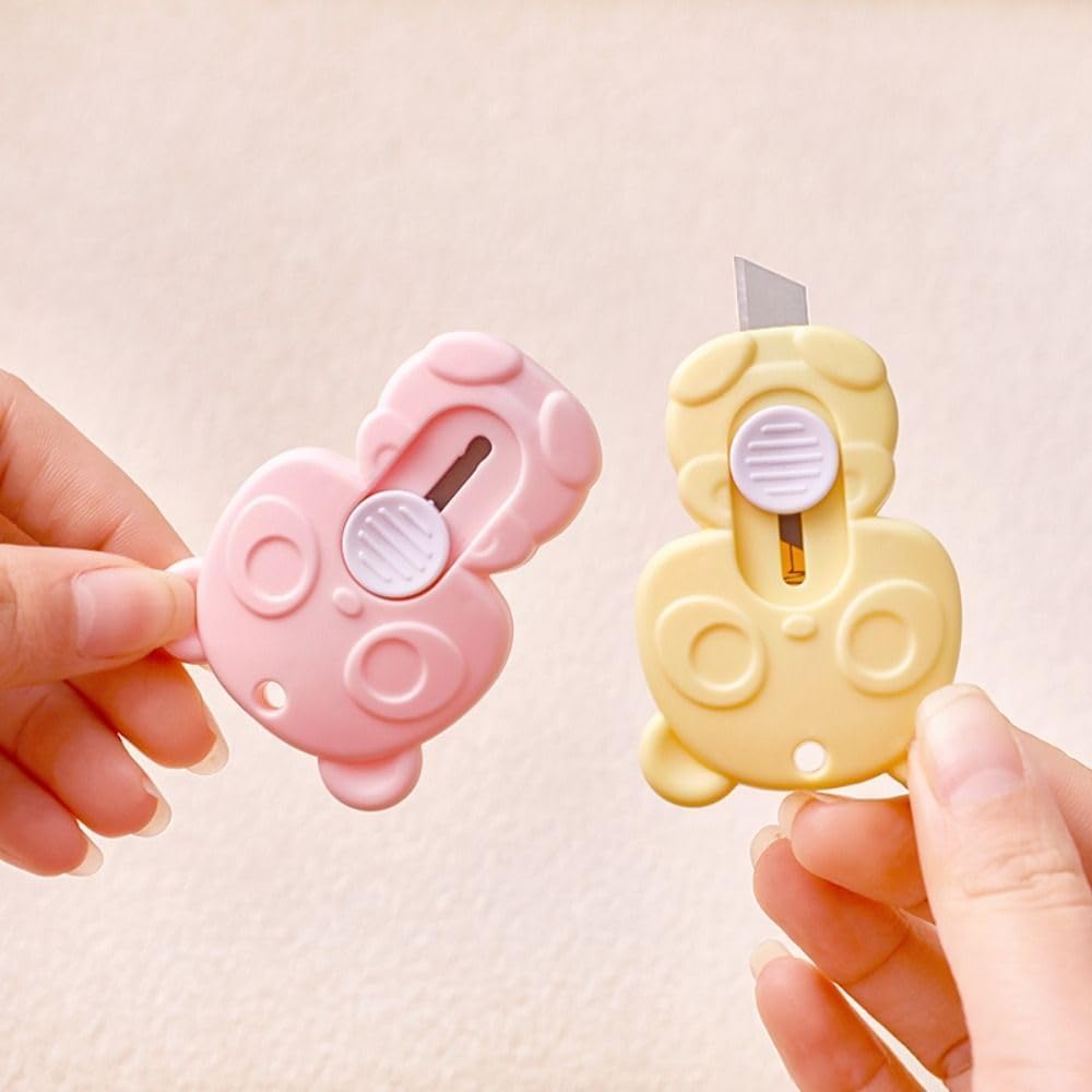 Kawaii Pink Cartoon Paper Cutter - Mini Portable Handmade Envelope & Packing Box Unpacking Tool with Measuring Function | Perfect for DIY Crafts, Scrapbooking, Gift Wrapping & Office Supplies