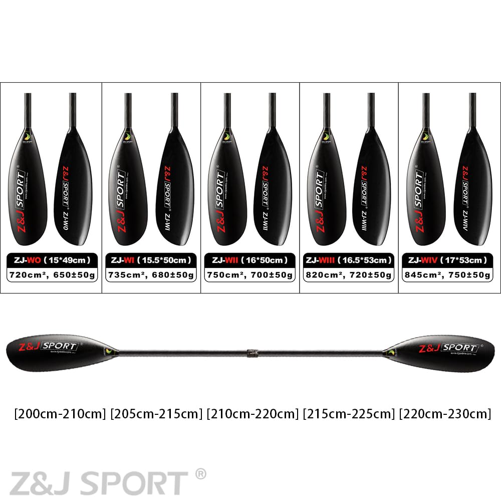 Z&J SPORT Adjustable Kayak Wing Paddle - Lightweight Matte Carbon Fiber 2-Piece Design with Oval Shaft & Paddle Bag - Perfect for Surfski, Racing Kayak, Touring Kayak & Whitewater Paddling - Ideal for Competitive Kayaking, Ocean Surfing & Long-Distance Water Adventures