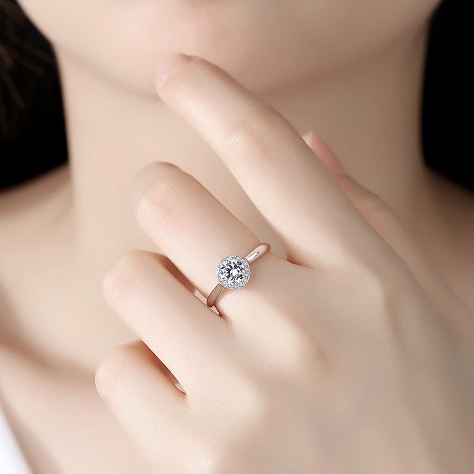 Elegant Sterling Silver & White Gold Rings for Women - Round Zirconia Wedding Bands, Anniversary & Engagement Rings - Perfect for Bridal Jewelry, Gift Giving & Special Occasions