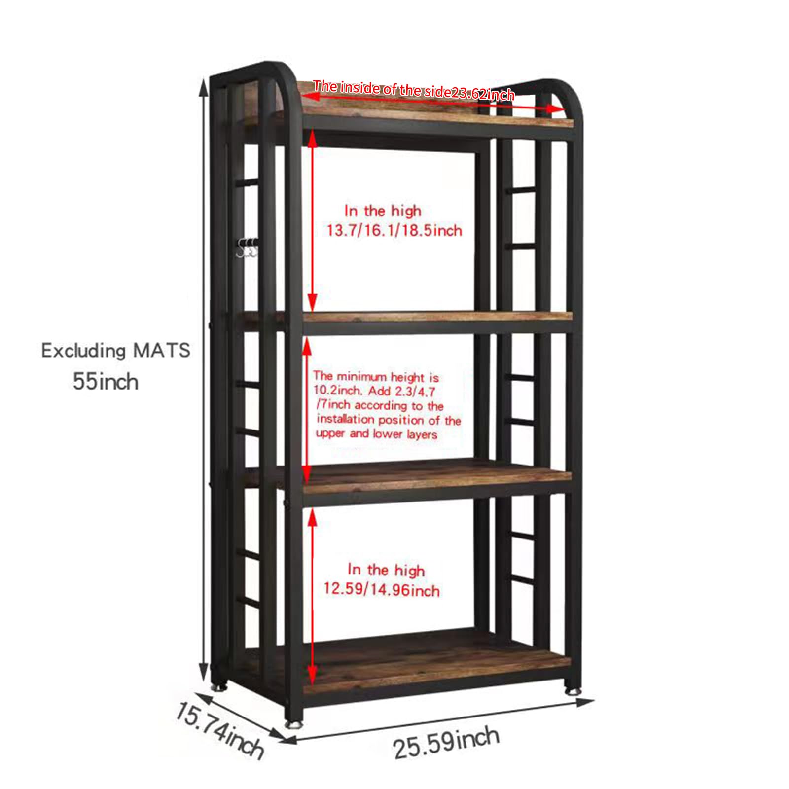 4-Tier Adjustable Microwave Stand with Storage Shelf - Free Standing Kitchen Organizer for Coffee Bar, Spices & Pots (Brown) - Perfect for Small Kitchens & Pantry Organization