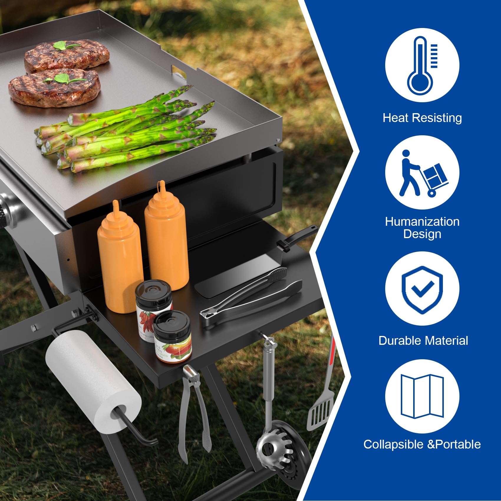 Portable Folding BBQ Table for Blackstone 22
