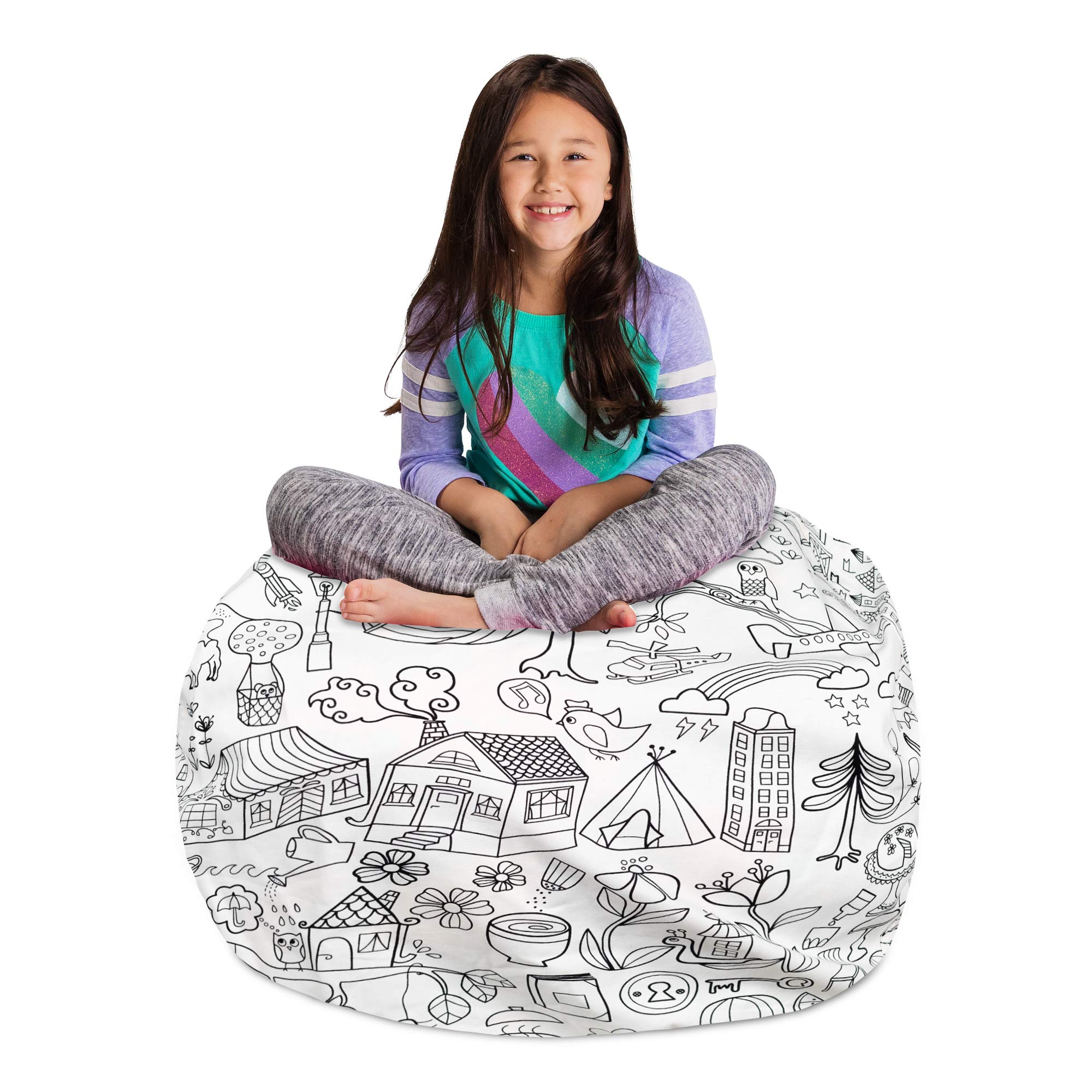 Kids Stuffed Animal Storage Bean Bag Chair Cover - Large 38