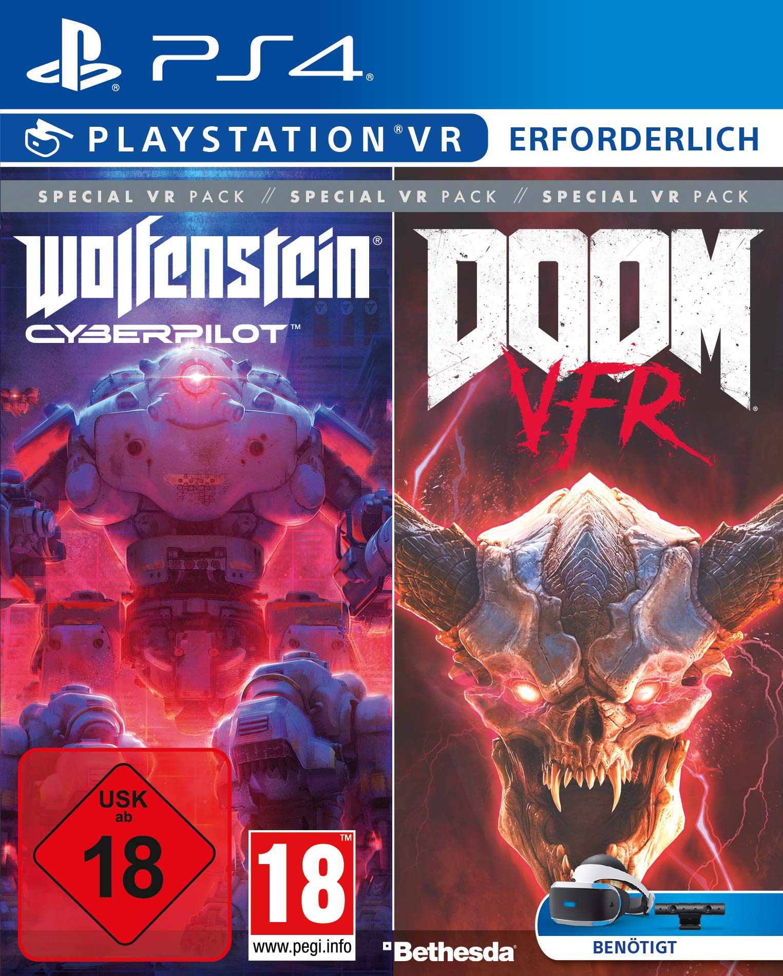 Bethesda VR Game Bundle: Wolfenstein Cyberpilot & DOOM VFR for PlayStation 4 - Immersive Action-Packed Virtual Reality Gaming Experience for Hardcore FPS Fans