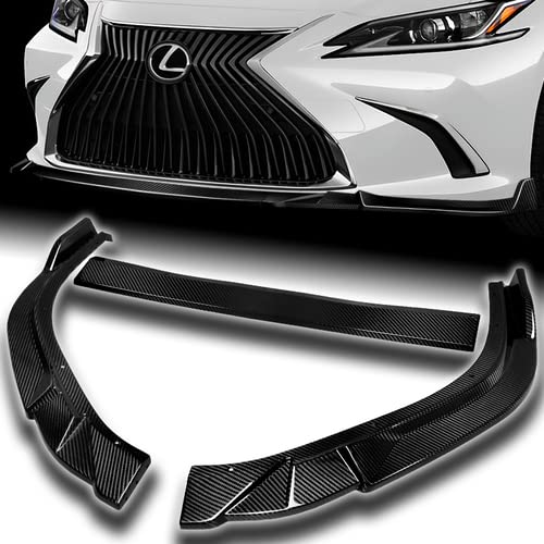 3Pcs Real Carbon Fiber Front Bumper Lip Spoiler & Side Skirts Kit for 2019-2023 Lexus ES300h/ES350 - Aerodynamic Body Enhancement & Protection (Perfect for Street Racing & Car Shows)