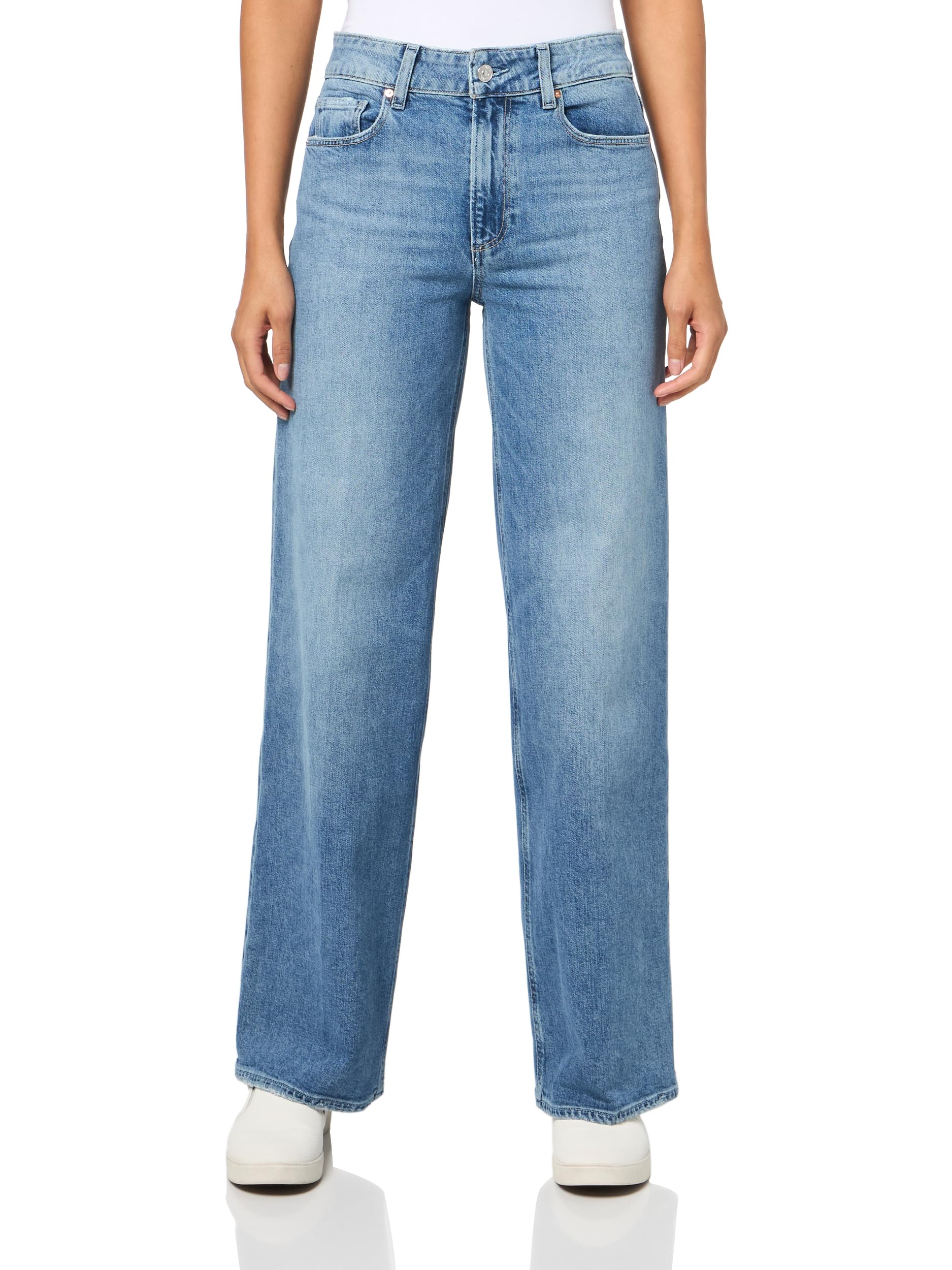 PAIGE Women's Sasha High-Rise Straight Leg Jeans - 32 Inch Inseam, Dark Wash Denim Pants for Casual Wear & Office Outfits