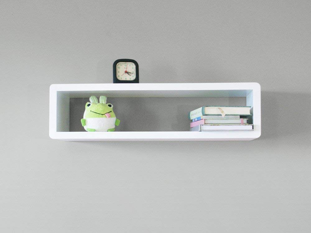 Modern Floating Wall Shelf - Minimalist Slim Wall Mounted Cube Shelf for Living Room, Bedroom, Bathroom & Office Storage | Rustic Wood Wall Cabinet for Home Decor & Organization
