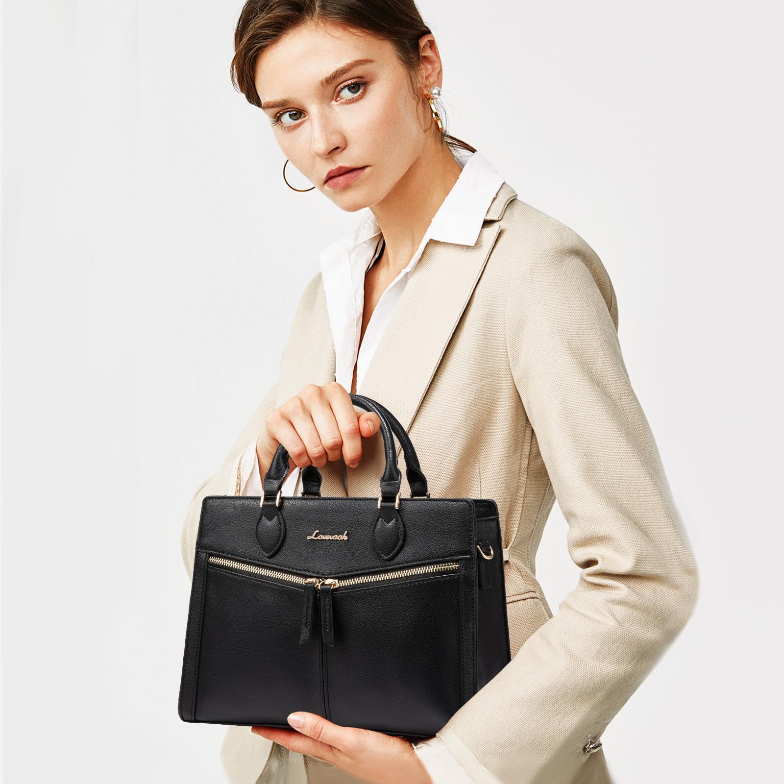LOVEVOOK Women's Pebbled Leather Crossbody Handbag - Stylish Black Satchel Purse for Everyday Use, Work & Travel