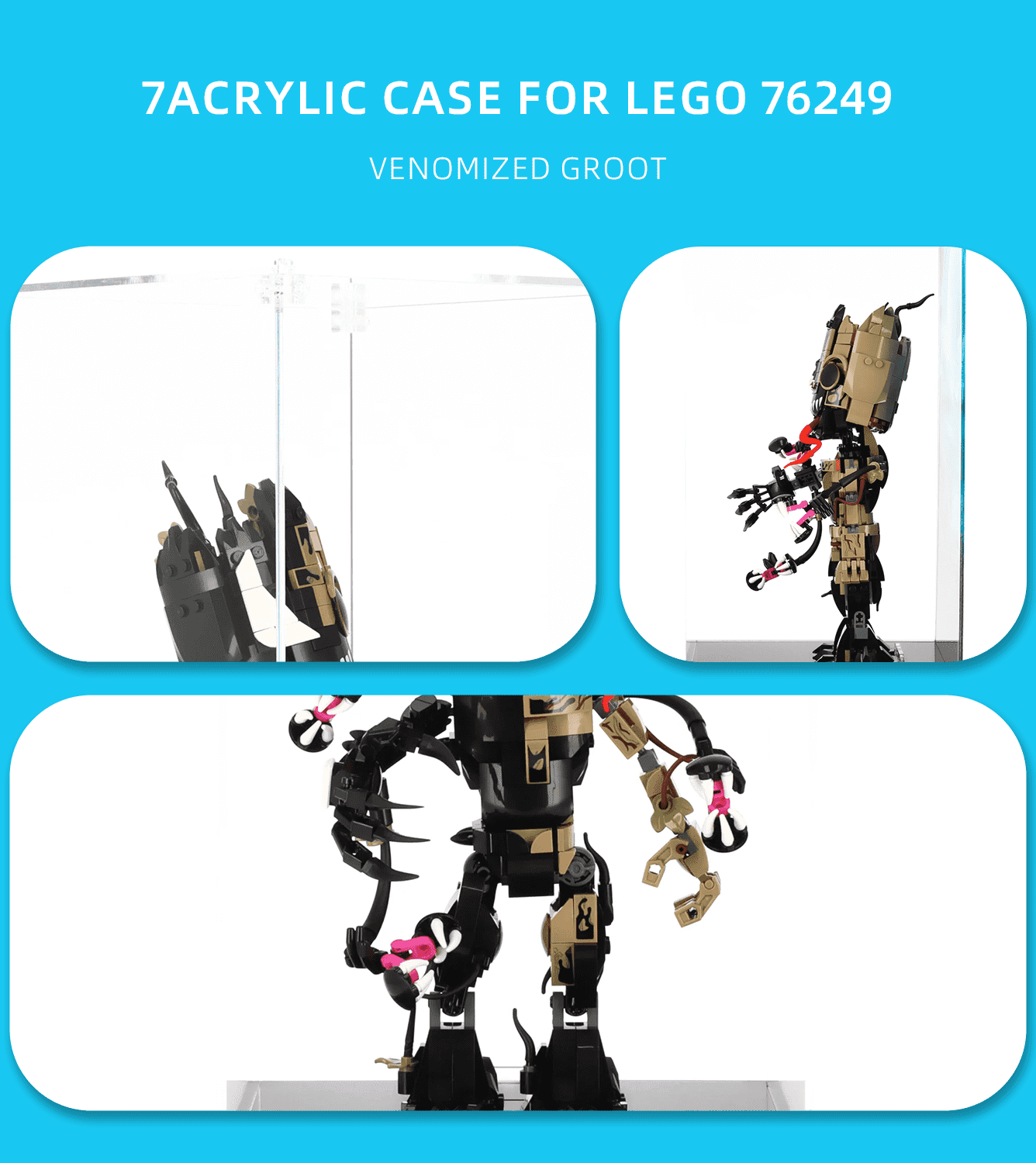 Lego Marvel Venomised Groot 76249 Display Case - Protective Showcase for Collectible Building Sets - Perfect for Home Decor, Office Display & Gift Giving