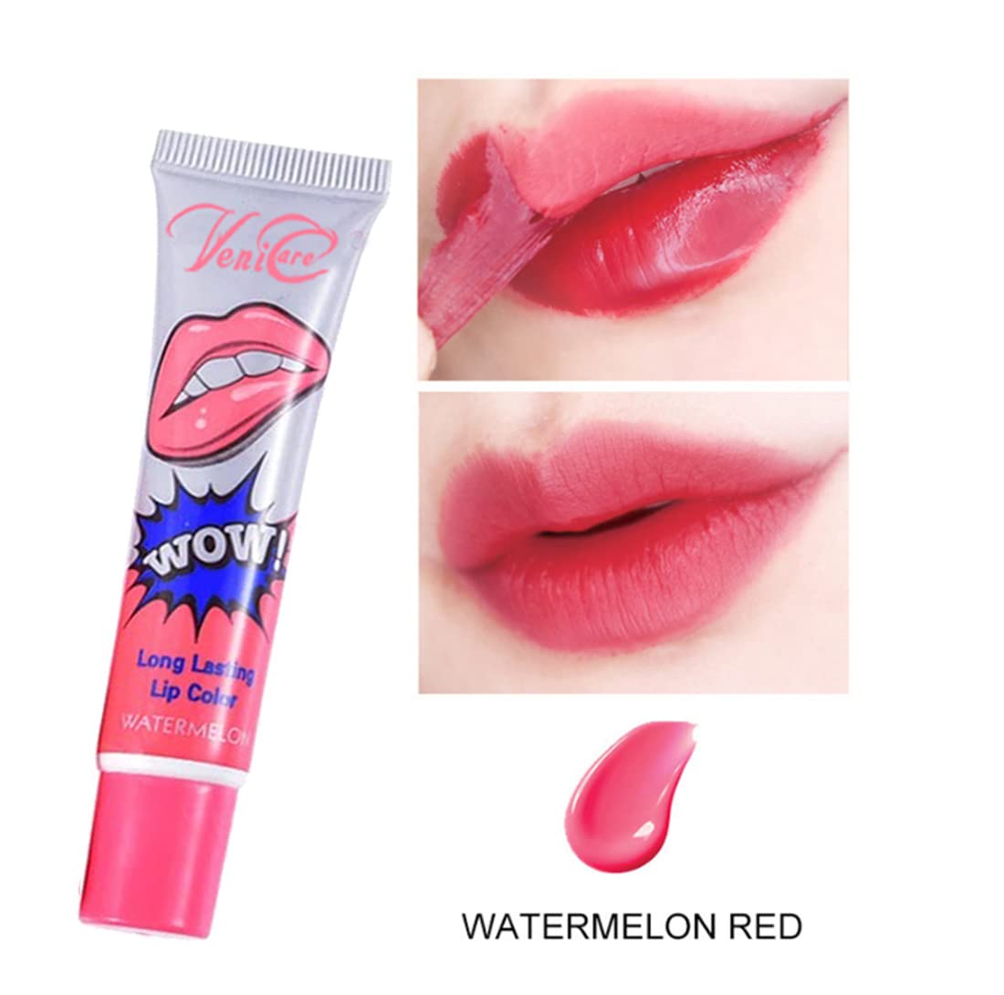 6-Pack Long Lasting Peel-Off Lip Stain Gloss Set with Free Bonus Kraft Sticker Labels - 6 Vibrant Shades for Everyday Wear, Date Night & Special Occasions