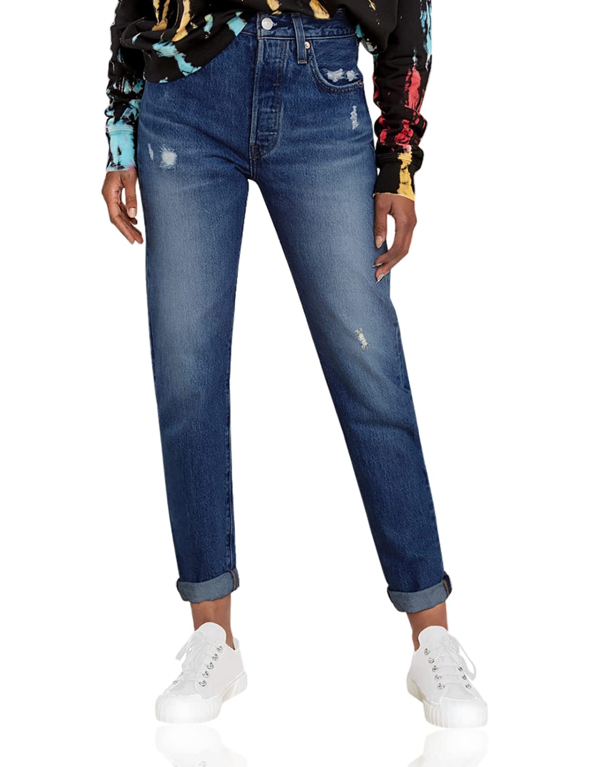 Luvamia Women's Casual Ripped Boyfriend Jeans - Stretch Denim Pants with Elastic Waist for Comfort | Perfect for Everyday Wear, Street Style & Weekend Outfits