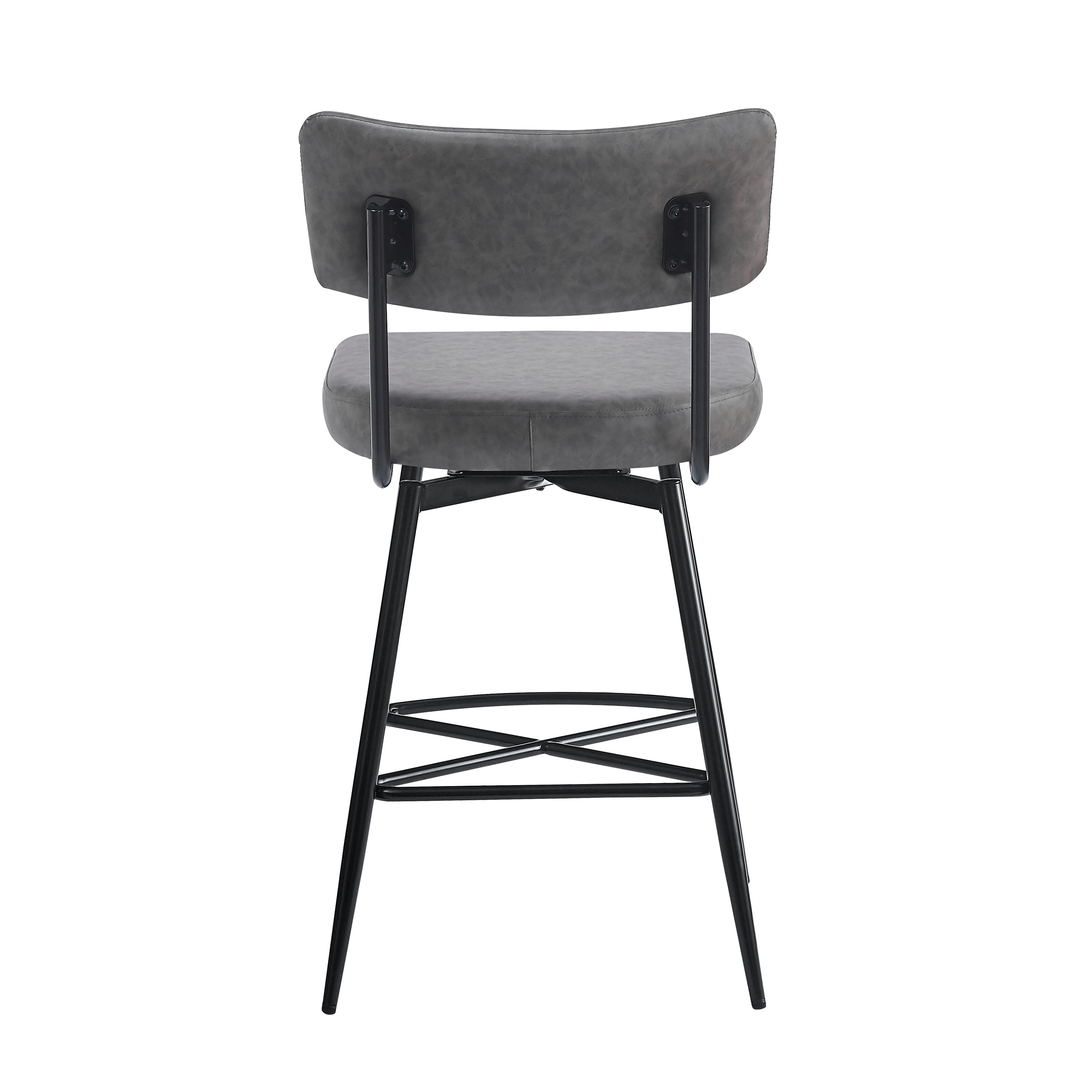 26'' Retro Swivel Counter Stools Set of 2 - Iron Frame & PU Cushioned Bar Stools for Kitchen Island, Breakfast Nook or Home Bar - Vintage Style Adjustable Height Stools