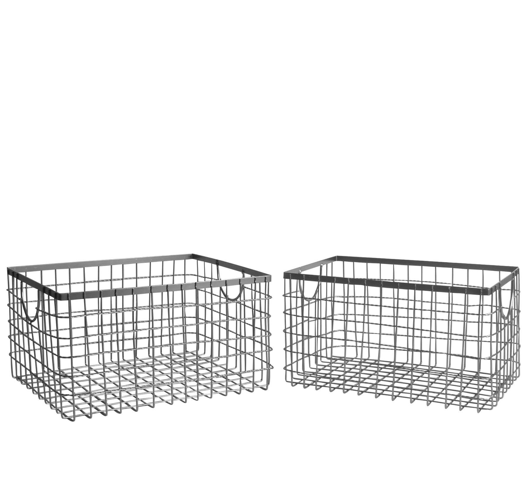 SLPR Metal Wire Storage Bins Set of 2 - Industrial Grey Kitchen Organization Baskets | Durable Shelf Organizers, Pantry Storage Cubes for Home & Office Use