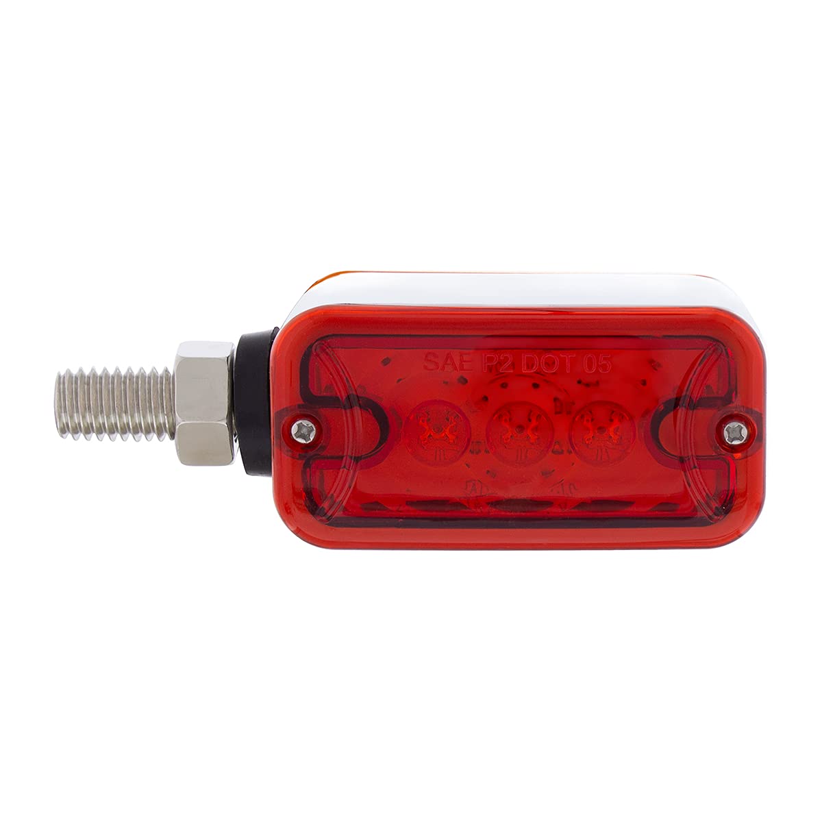 United Pacific 3 LED Straight Mount Double Face Light Without Bezel - Amber & Red LED/Lens, 38842 - Perfect for Trucks, Trailers, and Emergency Vehicles
