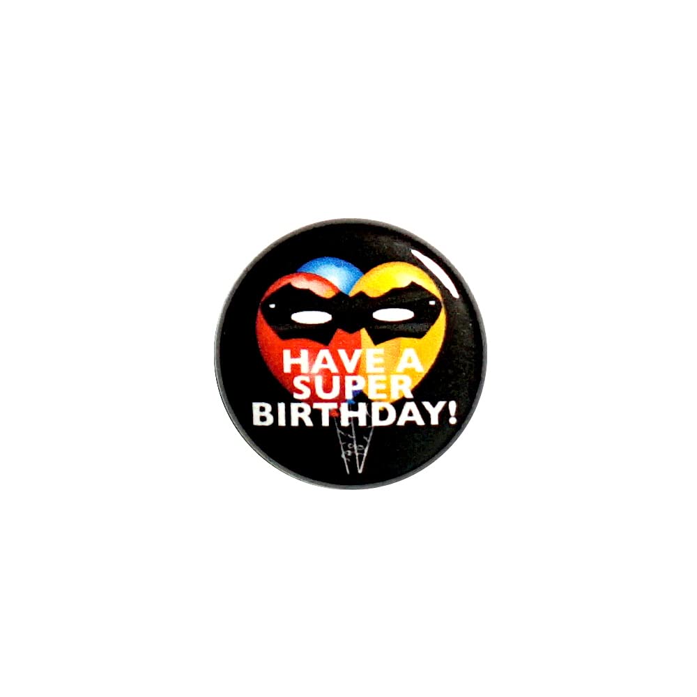 Superhero Birthday Button Pin - 1 Inch (53-22) - Cool Superhero Balloons for Birthday Parties, Gifts & Celebrations - Perfect for Costumes, Decorations & Party Favors