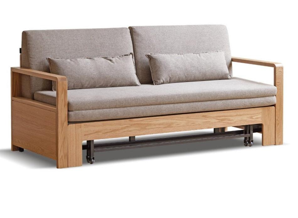 74x32.6-77.5x34 inch / 188x82.7-196.8x86.3сm / Natural wood sofa bed - smoked chestnut brown