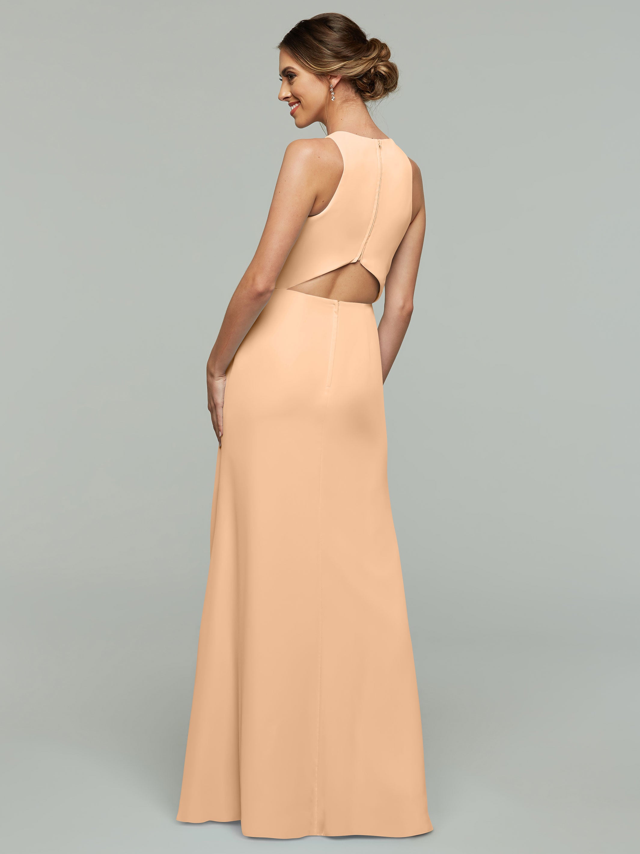 Elegant 80175 Chiffon A-Line Bridesmaid Dress with Plunging Halter Neckline - Perfect for Weddings, Formal Events & Special Occasions